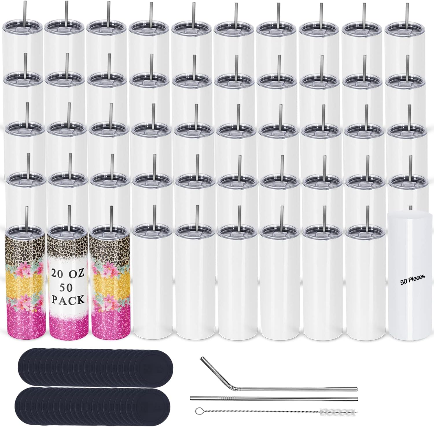 50 Pack Sublimation Tumblers B - Tumbler 20Oz White 评论和价格