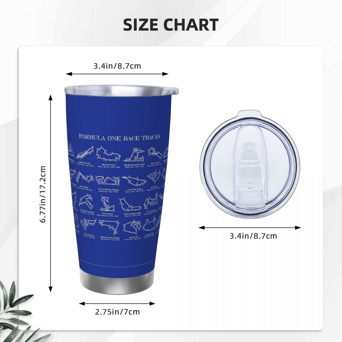 F1 Race Tracks (White Stencil- - Tumbler 20Oz White 评论和价格